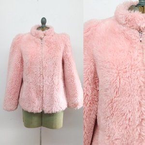 Vintage 80s/90s Jordache Pink Faux Fur Jacket Cotton Candy Bubblegum
